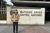 Joel Veldkamp devant le siège de l’ONU à Genève. Une fois de plus, il a mis sur le tapis la demande de CSI de mettre fin aux sanctions contre la Syrie. csi